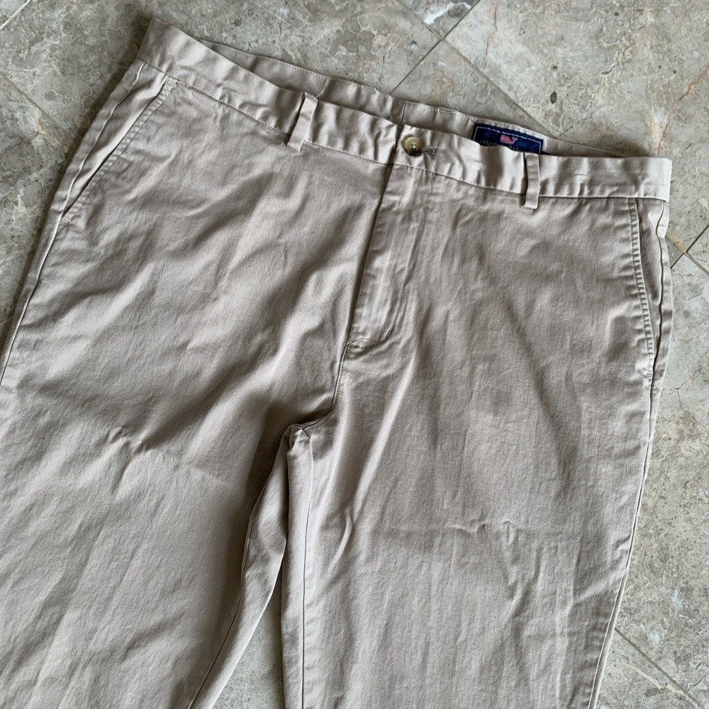 Men's Vineyard Vines Breaker Pant 40x32 Beige Cotton Blend Straight Leg